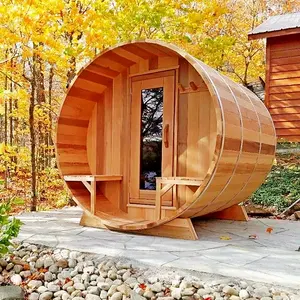 Ruang Sauna luar ruangan kustom, ruang Sauna tradisional pinus putih Finlandia