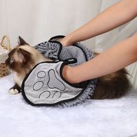 Serviette pour animaux de compagnie en chenille super absorbante avec poches pour les mains, pour un séchage rapide après les bains et les séances de natation