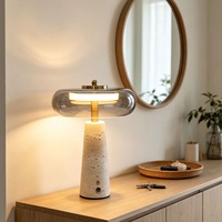 Lampe de table LED portable rechargeable de style Wabi-Sabi, design luxueux, commande tactile, fonction sans fil, travertin