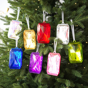 Adornos Navideños Rectangulares de Acrílico Multicolor con Diseño de Diamantes, Hechos a Mano por LINGKAI, para Colgar en el Árbol de Navidad o Ventana, Ecológicos - Product Image 2