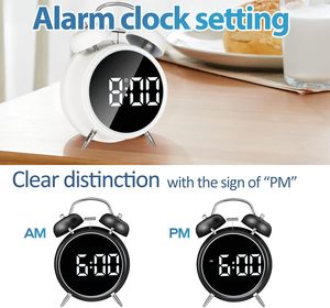 Custom logo Super Loud Digital Alarm <b>Clock</b> with <b>Led</b> Mirror Smart Dual Bell Alarm <b>Clock</b> Digit <b>Led</b> <b>Clock</b> for Bedroom - Product Image 6