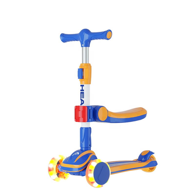 Оптовая продажа, детские игрушки, 3 колеса с сиденьем, светодиодный мигающий свет, настраиваемый детский трехколесный велосипед, Детские скутеры