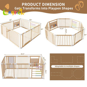 अतिरिक्त बड़े लकड़ी के बच्चे प्लेपेन, समायोज्य आकार और आकार के प्लेपेन, बच्चों और टोडलर्स के लिए आकार का प्लेपेन, दरवाजे के साथ बेबी प्ले यार्ड - Product Image 3