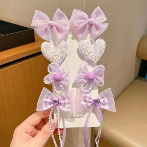 Set de Pinzas para el Cabello para Niñas de Estilo Dulce con Diseño Exquisito, Accesorios para el Cabello con Lazo de Perlas y Flores de Corazón en Colores Caramelo - Product Image 6