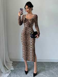 Abito lungo da donna leopardato con stampa tigre lungo abito Casual aderente da sera abiti Sexy intrecciati traspiranti per la primavera estate - Product Image 5