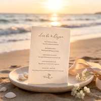Kit d'invitation de mariage en papier coton de luxe avec impression typographique, logo personnalisé, marquage à chaud, ensemble complet, menu, cartes de réponse, carte de rappel de date