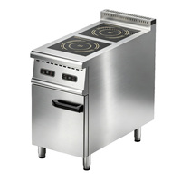 Équipement de chauffage pour la restauration à haute efficacité, plaque à induction commerciale autonome à 2 brûleurs avec armoire de rangement
