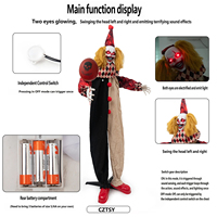Nouvelle Décoration de Scène pour Halloween 2026 : Clown Électrique Lumineux de 1,8 m, Contrôlé par la Voix et Capteur, Idéal pour Maison Hantée et Salle Secrète