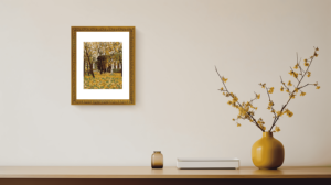 Cadre photo <span class=keywords><strong>PS</strong></span> élégant en or pour décoration de maison et de bureau en matière plastique avec art de forêt d'automne remplaçable et photos personnelles - Product Image 4