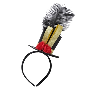Conjunto de disfraz de circo Ringmaster para niñas de 6 a 16 años, mono con mini sombrero de copa y diadema de plumas para cosplay, disfraces y actuaciones. - Product Image 4