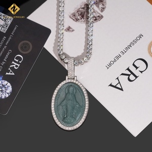 Vente flash Pendentif en moissanite taille brillant rond VVS Pendentif en jade vierge HipHop Pendentif en argent sterling 925 Passe le test du diamant GRA - Product Image 1