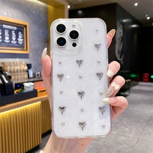 Cuore glitterato per IPhone17 Pro Max custodia del telefono per <span class=keywords><strong>Apple</strong></span> 16 Pro 15 <span class=keywords><strong>trasparente</strong></span> 14 semplice copertura femminile elettrolitica a forma di cuore - Product Image 4