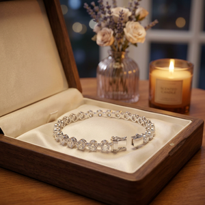 Bracelet tennis en argent 925 avec moissanite ronde sertie clos, finition blanche, bijoux fins, cadeau de mode pour femme, accessoire de chaîne de poignet - Product Image 3