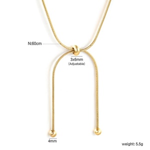 Collier tendance pour femme en acier inoxydable avec chaîne serpent et perles, collier personnalisé plaqué or 18 carats, bijoux longs et épais - Product Image 2