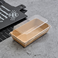 Vente en gros Plateau d'emballage de boîte à sushi en papier jetable de qualité alimentaire personnalisé imprimé Kraft pour salade aux fenêtres