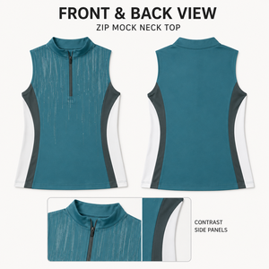 Top Sportivo Senza Maniche Personalizzato per Donne, Asciugatura Rapida, Collo Alto con Zip, Gilet Atletico Bicolore per Golf, Tennis <span class=keywords><strong>e</strong></span> Allenamento - Product Image 3