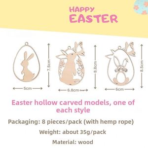 Wholesale Easter Poplar <b>Wood</b> <b>Slice</b> Pendant Modern and Simple Hemp Rope Party Children DIY Handmade Home Decoration - Product Image 3