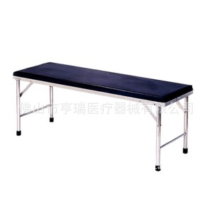 Table d'examen gynécologique manuelle en acier inoxydable Henry Hospital avec dossier et rembourrage en cuir - Product Image 2