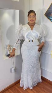 Robe africaine en queue de poisson à sequins de qualité supérieure Robe de soirée à manches courtes pour femmes Robe longue de soirée élégante pour soirée - Product Image 3