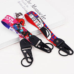 Custom Logo Eagle Hook Olecranon Key <b>Carabiner</b> Hand Wrist <b>Strap</b> <b>Nylon</b> Keychain Holder Short Lanyard - Product Image 2