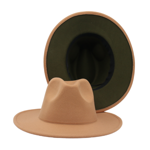 60 colores al por mayor 2021 primavera Otoño Invierno dos tonos Unisex <span class=keywords><strong>Fedora</strong></span> sombreros de ala ancha mujeres hombres Panamá sombrero - Product Image 6