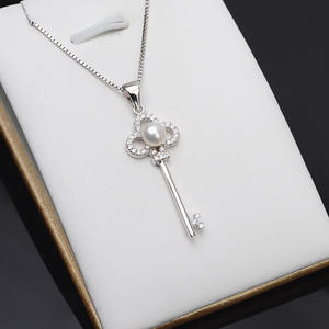 Pendentif clé en argent S925 avec 5-6 perles, accessoire de coiffure personnalisé pour femme, plateau d'accessoires DIY semi-fini, collier tendance 701 - Product Image 1