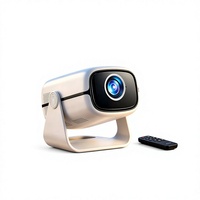 Projecteur LED portable, système intelligent Android, commande vocale AI, rotation, prise en charge du Wi-Fi, décodage 1080P, haut-parleurs intégrés, pour la maison et l'extérieur