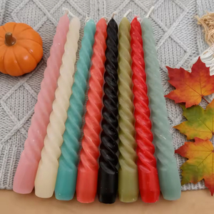 Colorful Twisted Spiral <b>Taper</b> Stick <b>Candle</b>-Smokeless Unscented for Halloween Christmas Weddings Bars Home Decor - Product Image 5