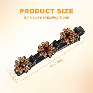 Pince à cheveux tressée en pierre de cristal scintillante Pinces à bec de canard pour femmes et filles - Product Image 3