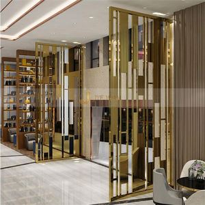 LL334 Factory Customization Waterproof Translucent Gold Color 304 Stainless Steel <b>Wall</b> Divider Panel Living Room Partition - Product Image 3