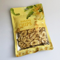 Op maat gemaakte 3-zijdig gesealde aluminiumfolie zakjes met venster en hitteverzegeling, Mylar zakken voor bananenchips, gedroogd fruit en snacks.