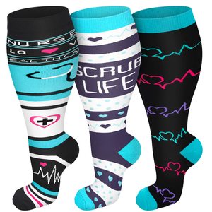 Chaussettes <span class=keywords><strong>de</strong></span> compression grande taille 2XL 3XL 4XL pour femmes et hommes, mollets larges, taille extra large, grande taille, <span class=keywords><strong>bas</strong></span> <span class=keywords><strong>de</strong></span> soutien jusqu'au genou - Product Image 2