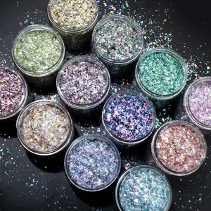 Hot Sale Nail Chunky Mixed Neon Glitter Powder Bulk Wholesale Eyeshadow PET Christmas Craft Shaped Glitter DIY Decoration