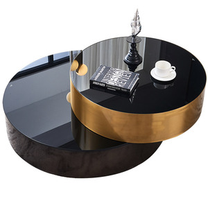 <span class=keywords><strong>Tavolino</strong></span> da Caffè Moderno di Lusso in Acciaio Inox Dorato con Piano in <span class=keywords><strong>Vetro</strong></span> Temperato Nero per Hotel <span class=keywords><strong>e</strong></span> Soggiorno - Product Image 6