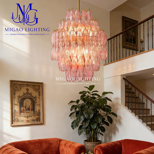 Lámpara de Araña de Cristal con Diamantes Facetados Rosados Estilo Medieval Francés, Lámpara Colgante de Lujo para Salón, Comedor o Techo Alto - Product Image 4