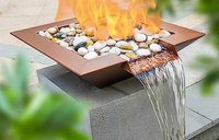 Fontaine à eau et foyer à gaz décoratifs en acier Corten pour jardin extérieur, résistants aux intempéries et durables