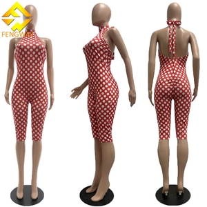 Abbigliamento Estivo da <span class=keywords><strong>Donna</strong></span>, <span class=keywords><strong>Tuta</strong></span> <span class=keywords><strong>Aderente</strong></span> con Stampa a Pois, Stile Y2K Sexy, Senza Maniche, con Schiena Scoperta e Lacci - Product Image 2
