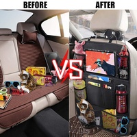 Organisateur de voiture en tissu Oxford 600D épaissi protecteur de dossier de siège de voiture sac de rangement suspendu avec support de tablette pour la conduite voyage