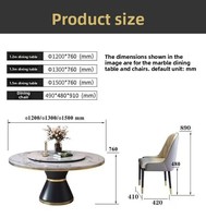 Ensemble table à manger et chaise en pierre de style italien minimaliste moderne, design circulaire tournant pour le salon