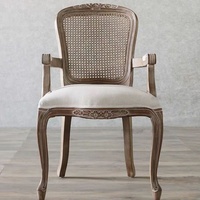Produit phare Chaise de salle à manger en bois et rotin de style café-restaurant français antique pour table à manger