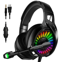 A20 Headset Gaming, kabel merah muda dengan suara Surround 7.1 Saluran lampu LED dan mikrofon untuk PC Laptop Esports