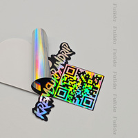 Feuille d'autocollants alphabet découpés holographiques brillants avec code QR, personnalisée, en cire, pour jeu de réflexion, impression de lettres, logo, en PET durable