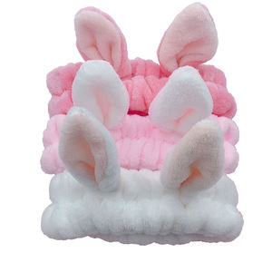 Banda elástica para la cabeza para bebé y niña, diadema de satén con adorno de orejas de cangrejo y conejo para Yoga y Spa, logotipo personalizado - Product Image 1