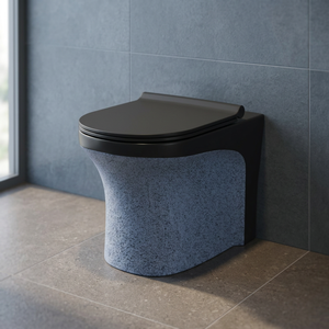 WC en céramique noir imprimé rétro, à poser au sol, de style européen, pour salle de bain - Product Image 4