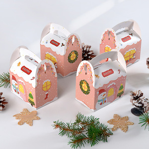 Cajas de Regalo Navideñas con Diseños Coloridos de Jengibre, Caja de Cartón para Dulces y Galletas con Asas, Artículos para Fiestas Navideñas - Product Image 4