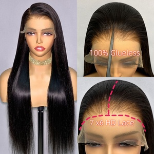 Per Plucked 7x6 HD <span class=keywords><strong>Swiss</strong></span> Lace Double Drawn Glueless 7x6 HD Lace Cheveux humains bruts Perruque sans colle Cheveux vietnamiens - Product Image 2