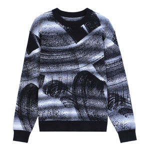 LOGO personnalisé OEM & ODM Pull à col rond mode High Street Motif montagne Couleur dégradée Pull surdimensionné pour hommes Pull pour hommes - Product Image 2