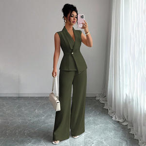 Commerce électronique transfrontalier : vêtements <span class=keywords><strong>de</strong></span> mode pour femmes européennes et américaines - ensemble élégant et stylé sans manches avec pantalon droit - Product Image 3