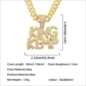 Nouveauté 2026 Colliers pour hommes avec pendentif lettre assemblée au design personnalisé et original, style Hip Hop Rap, Bijoux de mode en gros - Product Image 4