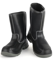Bottes de sécurité montantes en cuir microfibre à embout d'acier, antidérapantes, résistantes aux chocs et aux éclaboussures d'huile, pour l'hiver, les mines de charbon et les champs pétrolifères, double usage